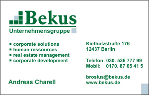 Visitenkarte Bekus Unternehmensgruppe